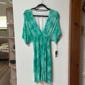 Lavish,Agave Tie Dye,Sheer Back,Beach Day Dress with Pockets,Medium,NWT